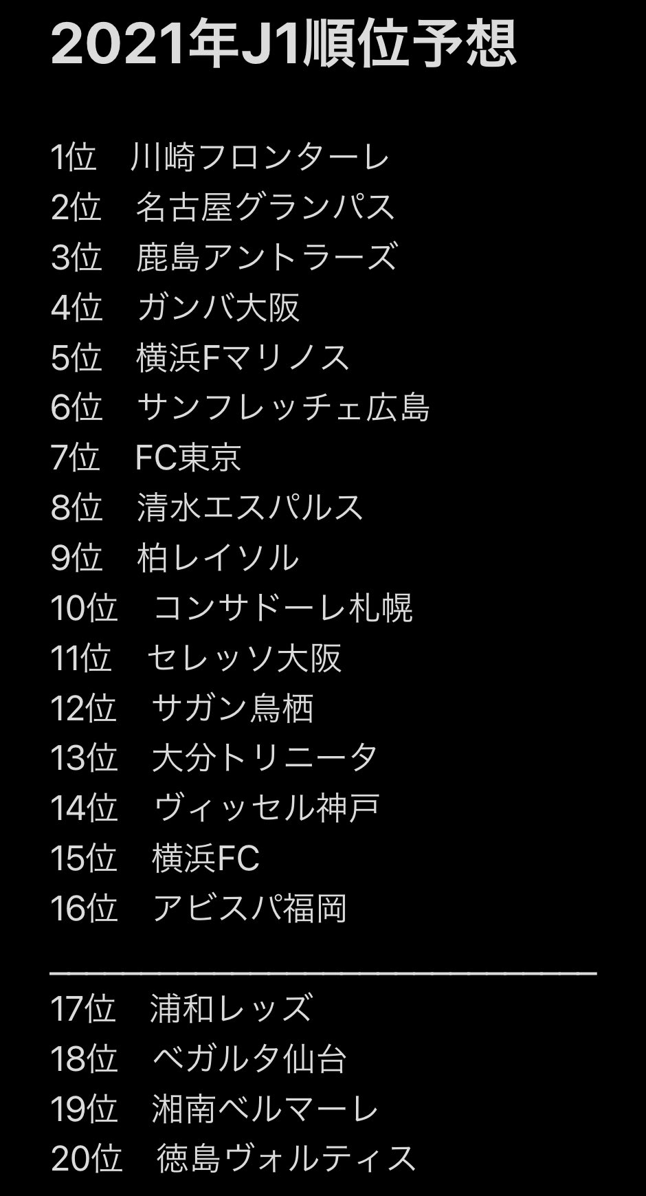 はか 明日からjリーグ開幕なので今シーズンの順位予想をしました J2からの昇格はv ファーレン長崎と京都サンガです T Co Ekfahzwq3y Twitter