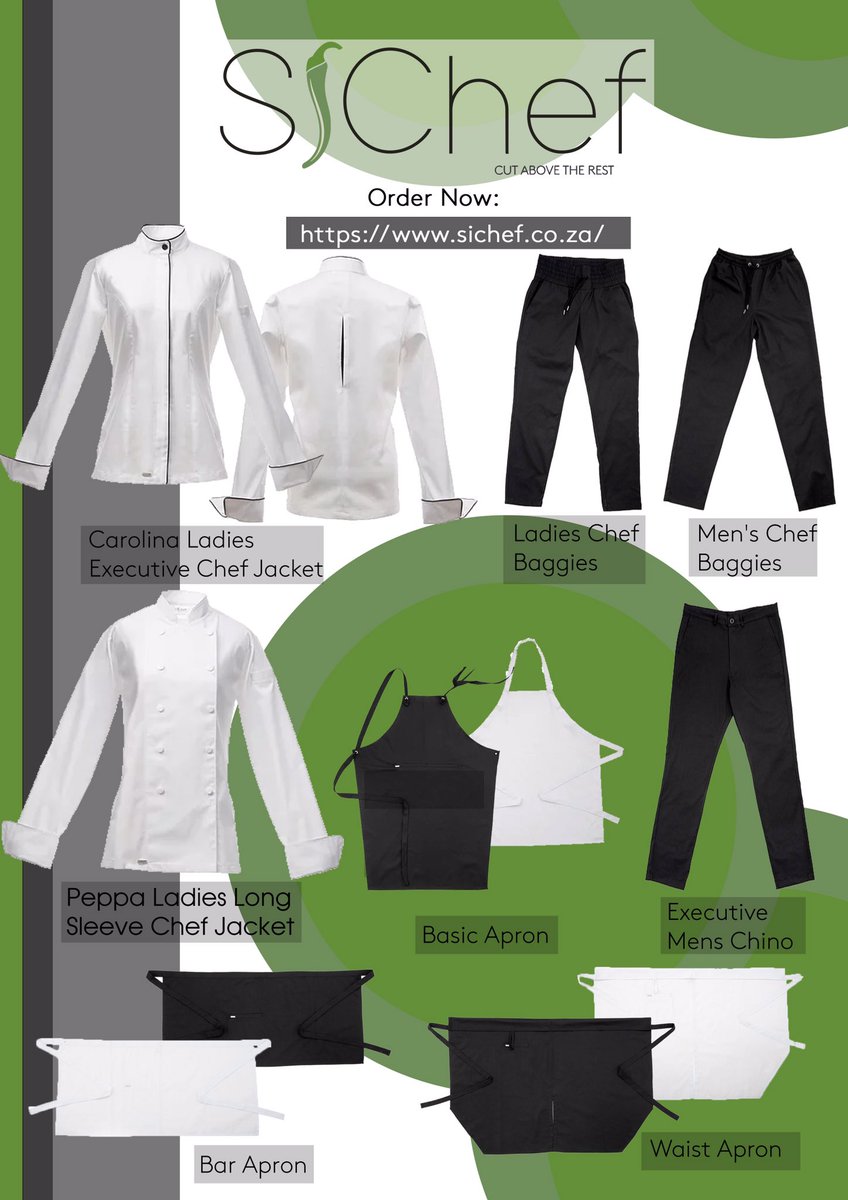 SiClothing_Offi's tweet photo. We do a variety of chef products ranging from jackets, baggies, chinos to aprons & many more π©π»βπ³π¨πΌβπ³ππ».
All our products are available on our website:
https://t.co/y86mHdm0rK
#chefsofsa #iamsachef #chefclothing #chefclothingsa #chefsouthafrica #chefclothing #chefjacket #chefjacket https://t.co/8aBJKTEYJd