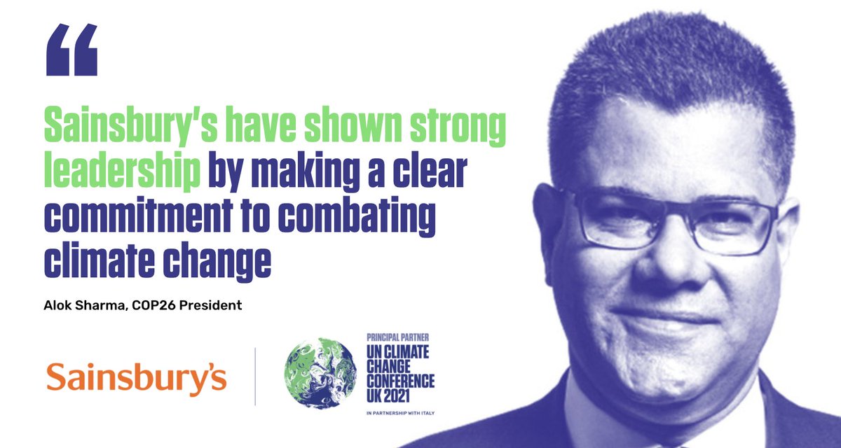 Today we welcome <a href="/sainsburys/">Sainsbury's</a> to the COP26 family as one of our Principal Partners 🤝

The UK #COP26 Presidency is working with businesses who are making clear commitments to tackle #ClimateChange.

Learn more:
👉 bit.ly/3bC5xaW

#TogetherForOurPlanet