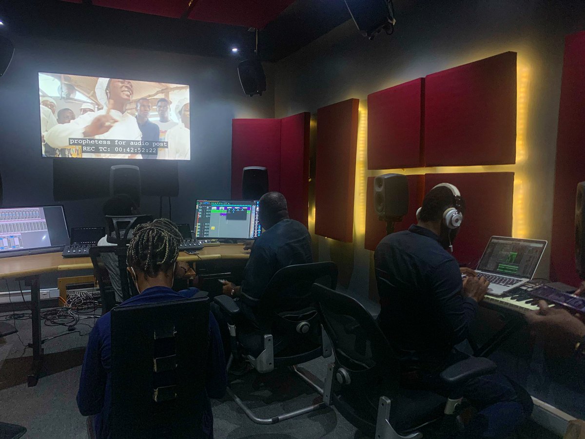 AnthillImmersia's tweet photo. #prophetess Post audio in full swing at the Dolby Atmos Equipped Midivision Studio. Original Prophetess music by @bayoadepetun (TWP, KOB, Chiefdaddy, Castle and Castle). I know you’ve all seen visual deliciousness but wait till you hear the sound this Easter in cinemas nationwide https://t.co/jb2QLVWxDq