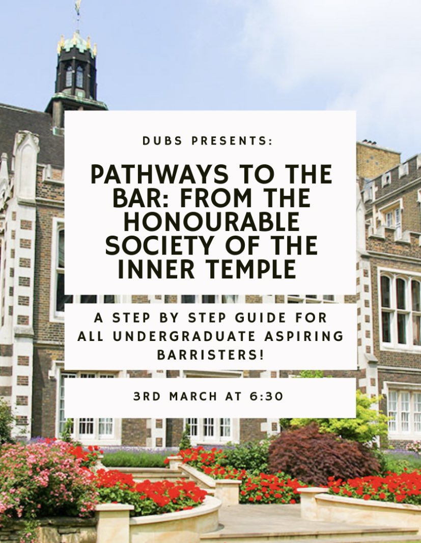 PATHWAYS TO THE BAR: from the Honourable Society <a href="/TheInnerTemple/">The Inner Temple</a>! 

Inner Temple will be talking about what you can do at all stages of your degree to further your goal of a career at the Bar!

WEDNESDAY 3rd MARCH @ 6:30pm

Sign up below!

docs.google.com/forms/d/e/1FAI…