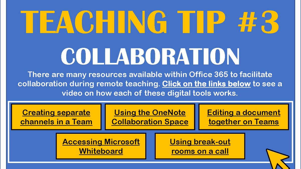 SASTandL's tweet photo. Each week we have been sharing a tip with staff with on a focus on digital strategies this term. This week focuses on student collaboration. Please do share with others and download here https://t.co/mS7AqLUsfK https://t.co/nPfdf8U9LV