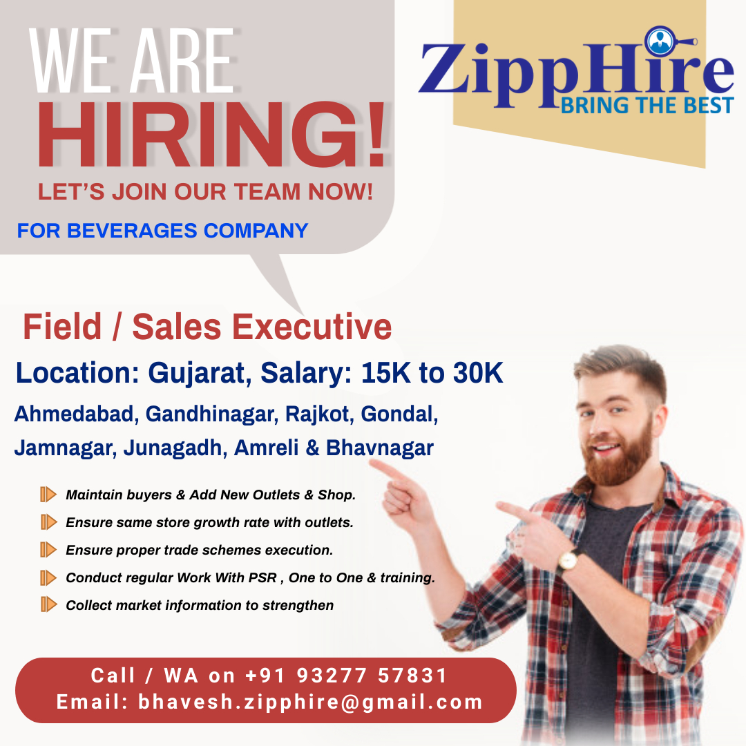 ZippHire's tweet photo. #Hiring for #Sales #Executive - All Over #Gujarat - Ahmedabad, Gandhinagar, Rajkot, Gondal, Jamnagar, Junagadh, Amreli &amp; Bhavnagar.
 
Share resume at bhavesh.zipphire@gmail.com OR feel free to contact us at +91 93277 57831.

#India #Job #Jobs #ZippHire https://t.co/6vuHCgK5hL