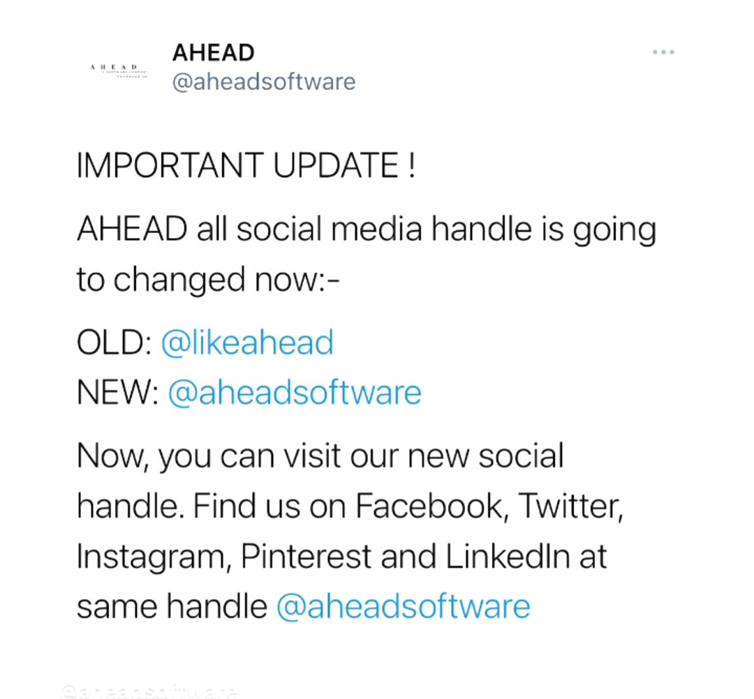 aheadsoftware's tweet photo. An important update. Kindly visit our all social platforms at @aheadsoftware. 

#update #aheadsoftware #SocialMedia https://t.co/1zaDlkfCv4