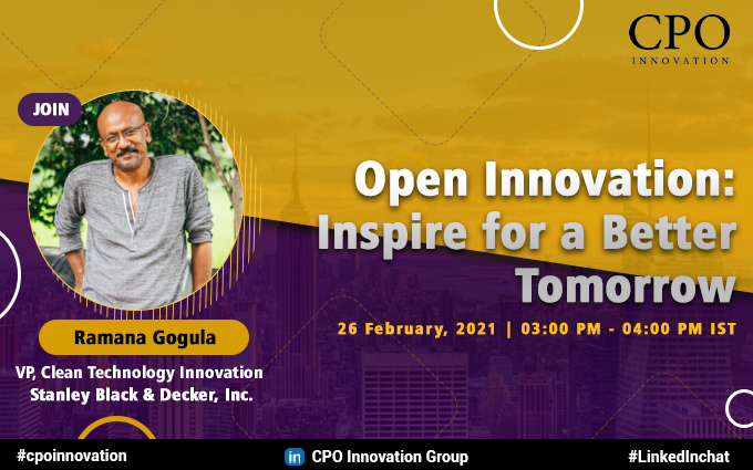 talks10live's tweet photo. Join @RamanaGogula, VP, Clean Technology Innovation, @StanleyBlkDeckr tomorrow at 3 PM on LinkedIn where he would be sharing his views on #LinkedInchat Open Innovation: Inspire for a Better Tomorrow'. Register here: https://t.co/H4VHwWNM49
#openinnovation #cpoinnovation https://t.co/9uF0AkWTFV