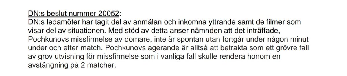 Det tar 10-12 sekunder från att Pochkunov kommer fram till domaren. Under matchen tar det inte ens fem sekunder.
Nu kan vi inte avgöra vad som sägs efter match, men kroppsspråket är knappast aggressivt. Har DN ens tittat på videomaterialet? #svbandy