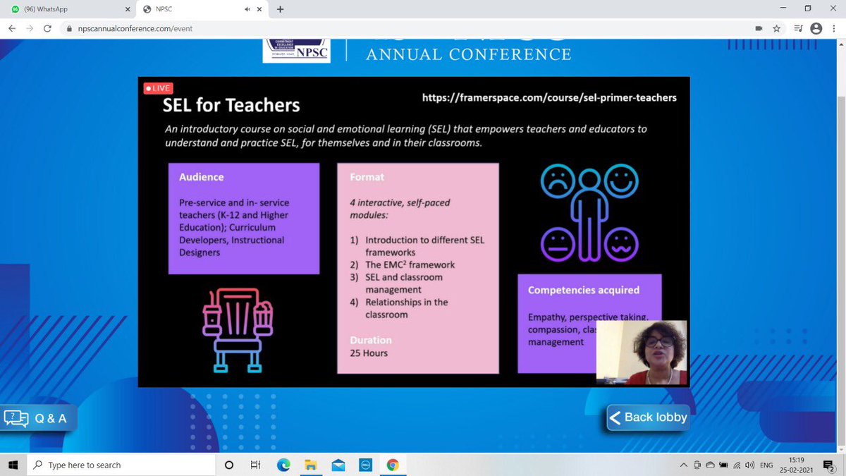 kandhari_ekta's tweet photo. #Selfawareness #selfrecognition and #selfreflection , must for #SEL ,wonderfully explained by Ms. Nandini Chatterjee. Insightful session @NPSC virtual conference @ashokkp @y_sanjay @pntduggal @sdg4all https://t.co/BiRzNv6xHK