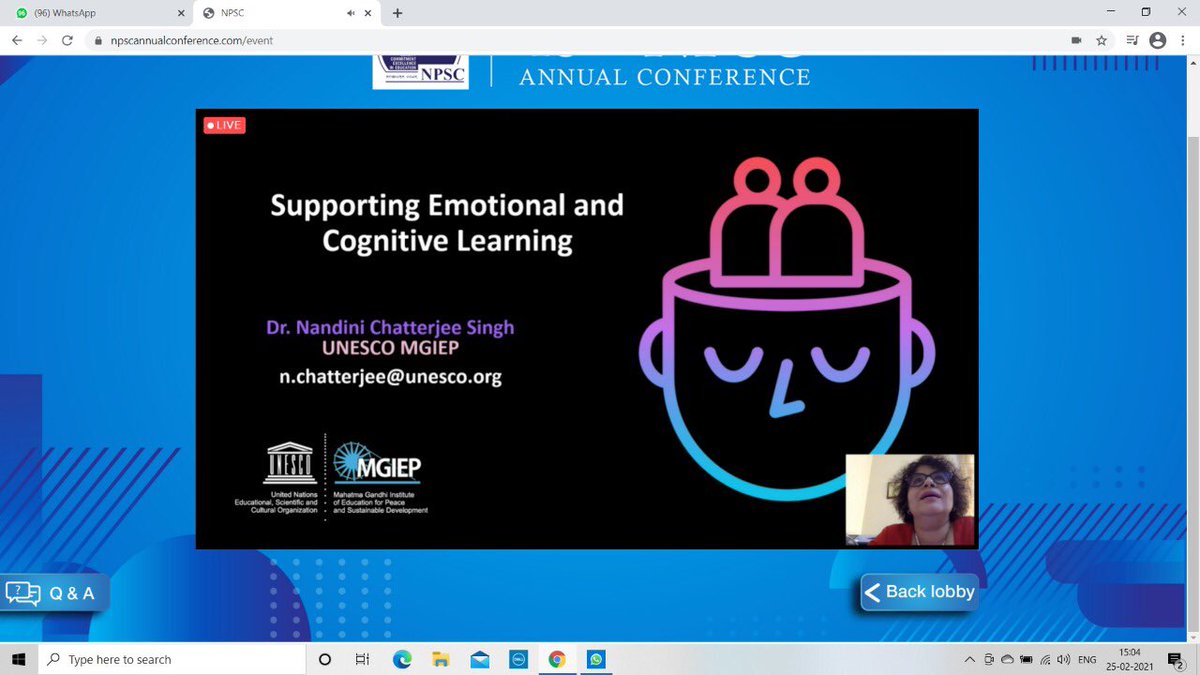 kandhari_ekta's tweet photo. #Selfawareness #selfrecognition and #selfreflection , must for #SEL ,wonderfully explained by Ms. Nandini Chatterjee. Insightful session @NPSC virtual conference @ashokkp @y_sanjay @pntduggal @sdg4all https://t.co/BiRzNv6xHK