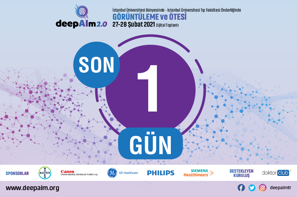 DeepaimTr's tweet photo. ⏳SON 1 GÜN !

Hala kayıt yaptırmadıysanız 'Dijital Toplantı' formatında gerçekleşecek olan toplantımızın program detayları ve ücretsiz kayıt için sitemizi ziyaret edebilirsiniz: https://t.co/XRKM7dRbQ8 

#deepaim2021 #yapayzeka #radiology #görüntülemesistemleri #dekoncongress https://t.co/tJKg67g0uk