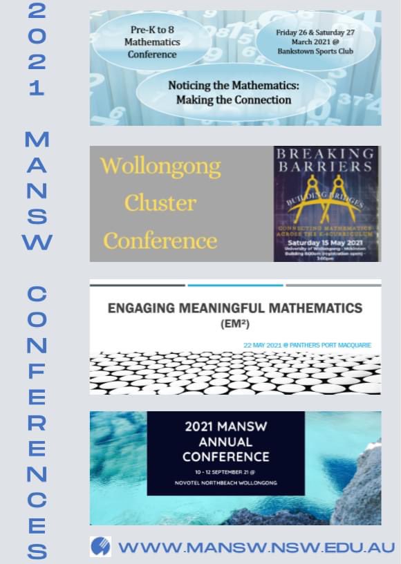 Fiona_Foley's tweet photo. Mathematics Conferences for 2021 in NSW both rural and metropolitan venues. https://t.co/ynXL90SWqv https://t.co/J59UpLrfDW