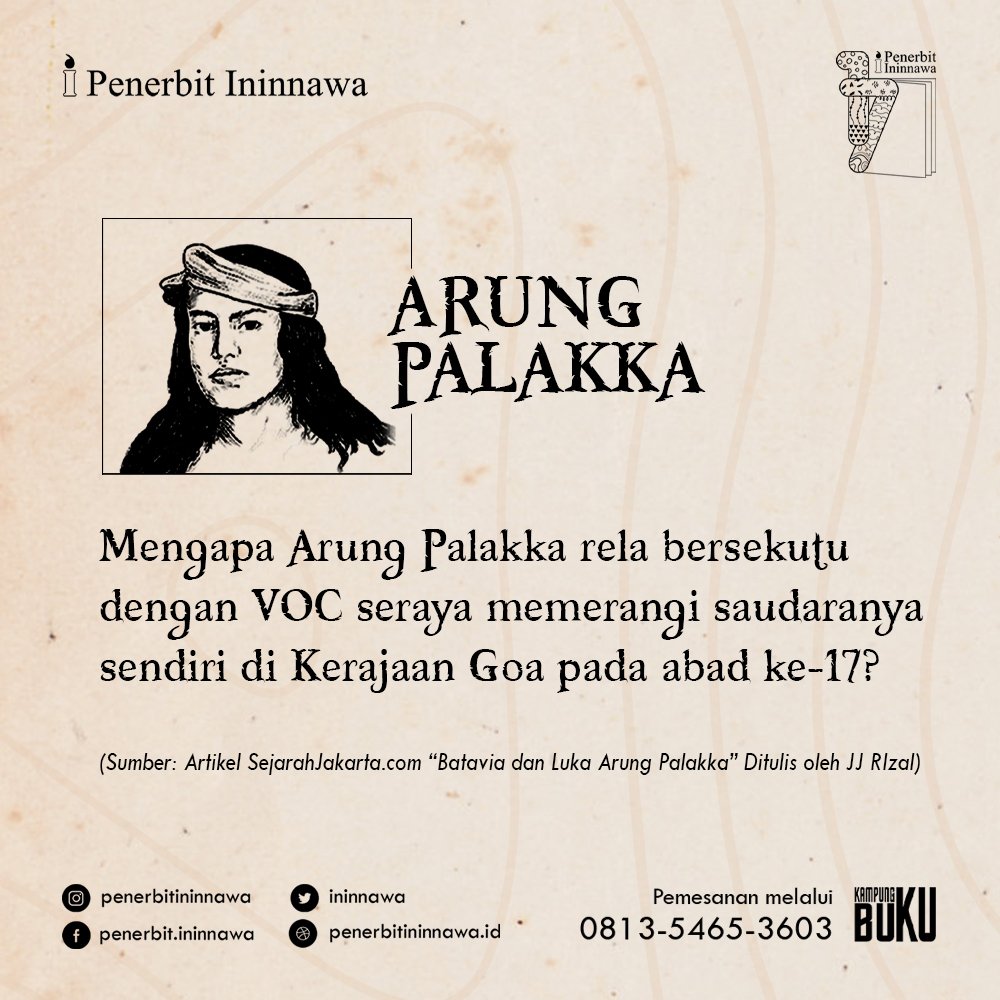 kampung_buku's tweet photo. Pertanyaan orang-orang saat mendengar sosok Arung Palakka: https://t.co/ERMNxAEaxQ