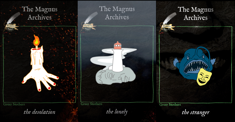 Be it just your favourite Fears, a complete set or even a risograph art print… pre-orders are now live for the #MagnusPod enamel pin collection from @GreerStothers! Head on over to rustyquill.storenvy.com to get hold of these fantastic designs!