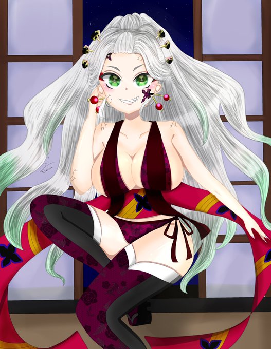 S e r eさんがTwitterに投稿した堕姫(鬼滅の刃)のイラスト。