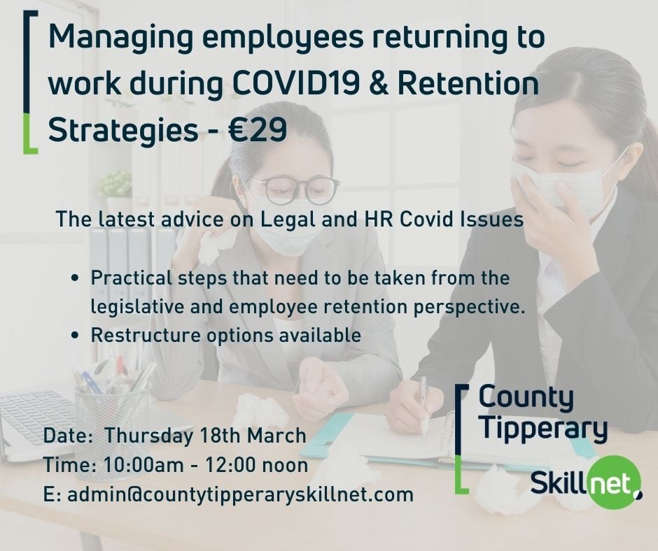 Check out @CoTippSkillnet training programme related to Managing Employees and Retention Strategies, The training workshop takes place on the 18th March from 10am and the cost is €29. #training #mytipperarytip
Book here:  bit.ly/TippRetentionS…