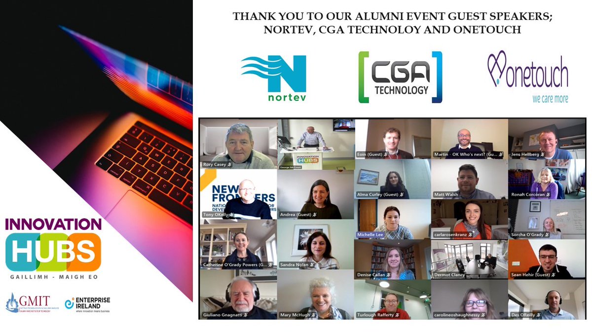 GMITihubs's tweet photo. It was really great to see some old and new faces at our #alumni event for @GMITOfficial iHub members. A big thank you to our speakers from #Nortev, @CGASoftware and @1TouchTeleCare. Looking forward to seeing all again soon. https://t.co/cwxdltQ2qU