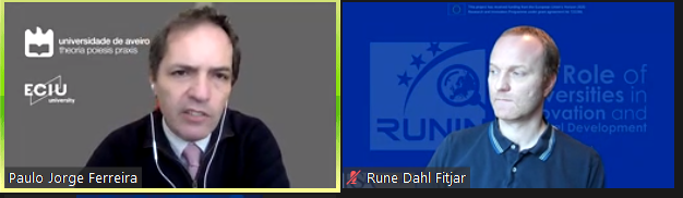 RSAEurope's tweet photo. We welcome Paulo Jorge Ferreira (rector of @UnivAveiro) as the third panellist in the #runinproject webinar in which he will share his views on the outcomes of the @runinproject, presented by its PhD research fellows. https://t.co/GNxzg1oJBX