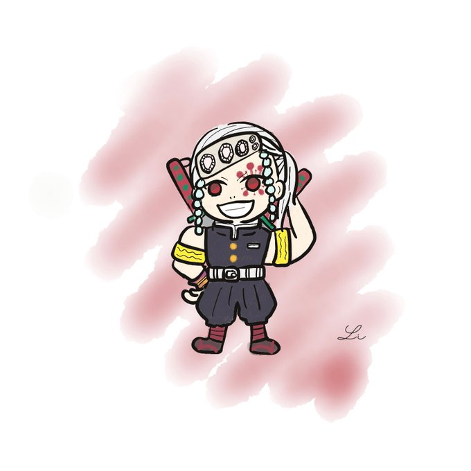 青い鳥さんがTwitterに投稿した宇髄天元(鬼滅の刃)のイラスト。