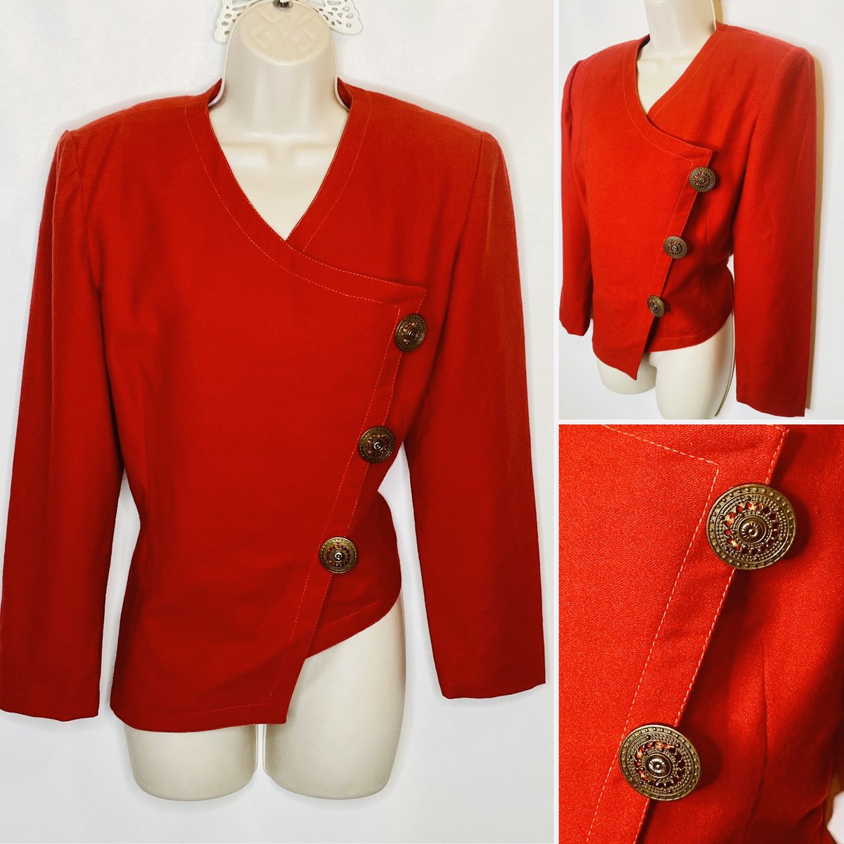 GeorginasVintag's tweet photo. Fabulous 1980s red slanted jacket size 16, £30 #largeshoulderpads #epicjacket #vintagejacket #80sjacket #georginasvintage #etsyseller #etsyshop #slantedjacket https://t.co/PEW4gOGtzi