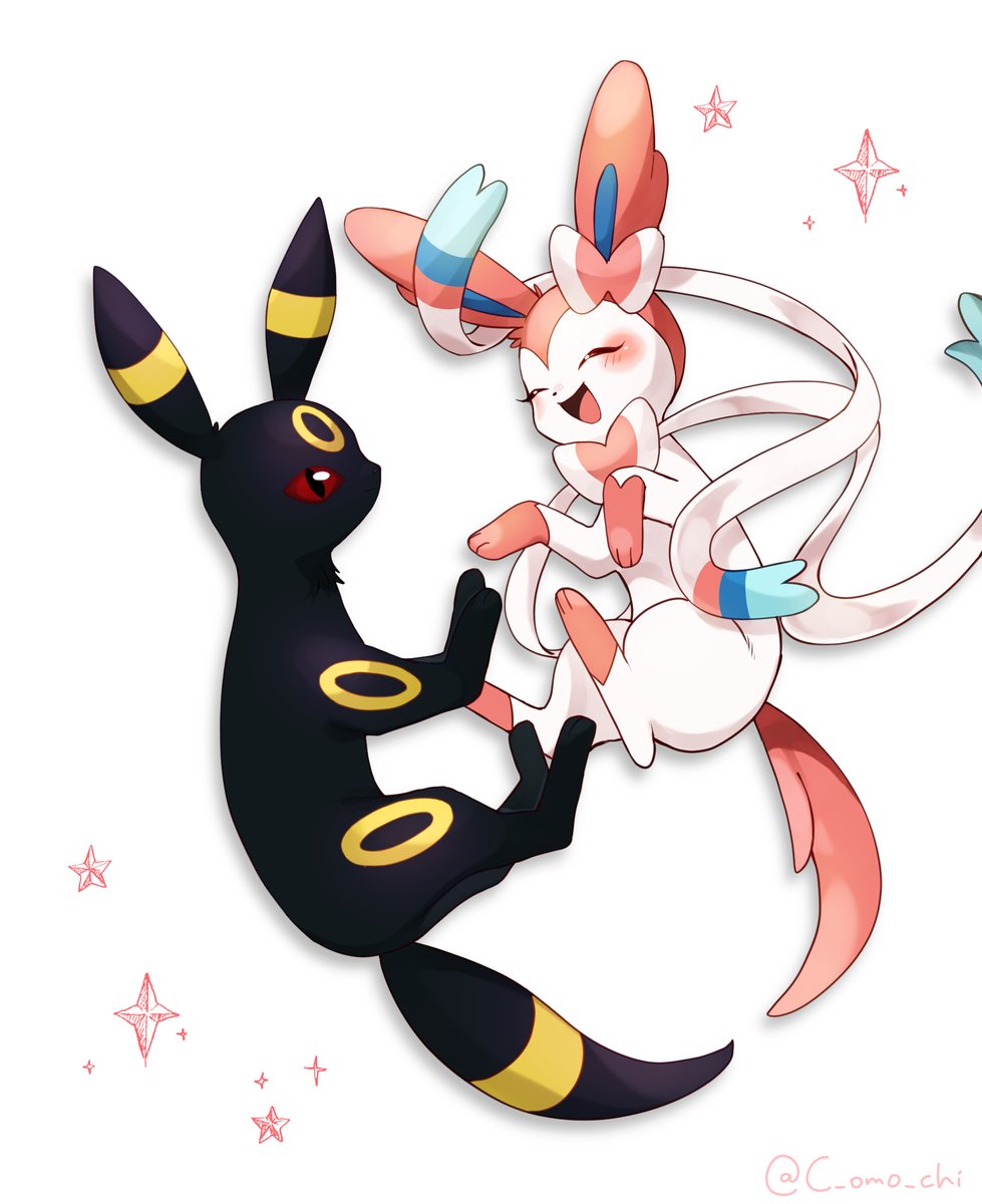 🎀ニンフィアとブラッキー🌙 #ポケモンイラスト