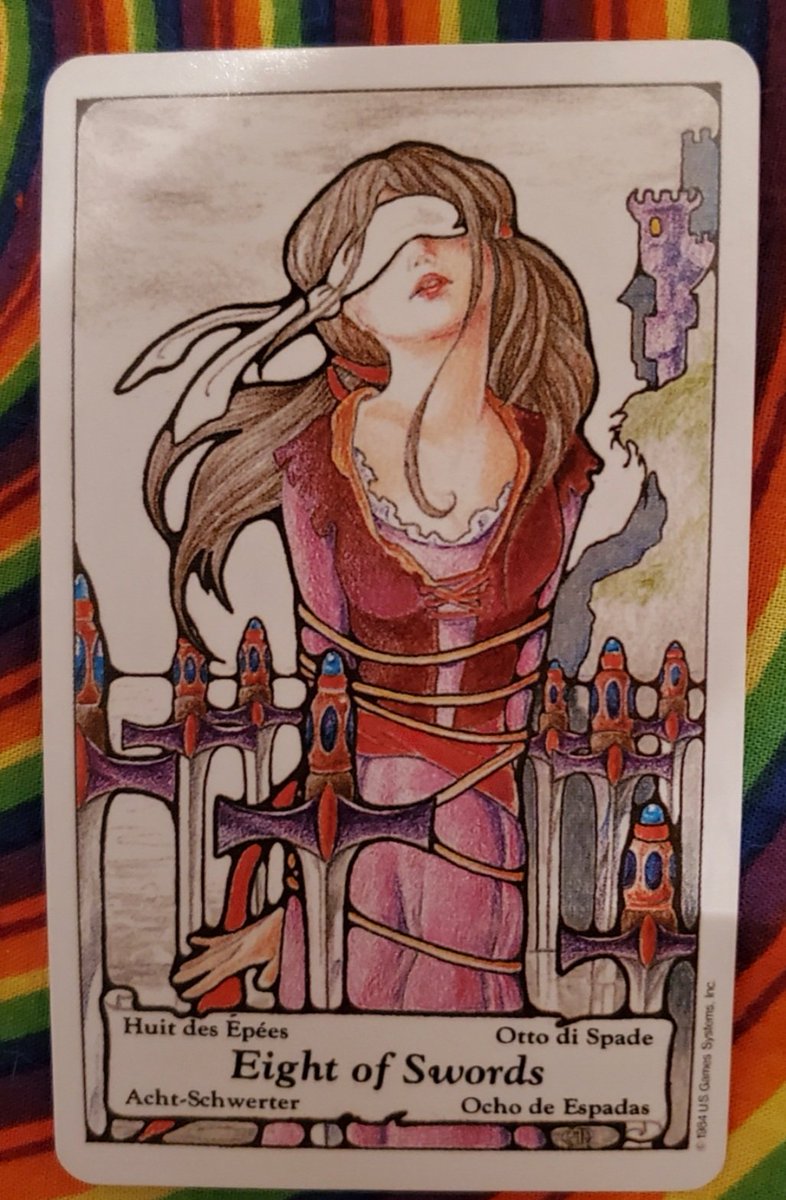 Eight of Swords came up in my morning tarot reading and I wondered whether maybe she's trying out new ADHD medication.