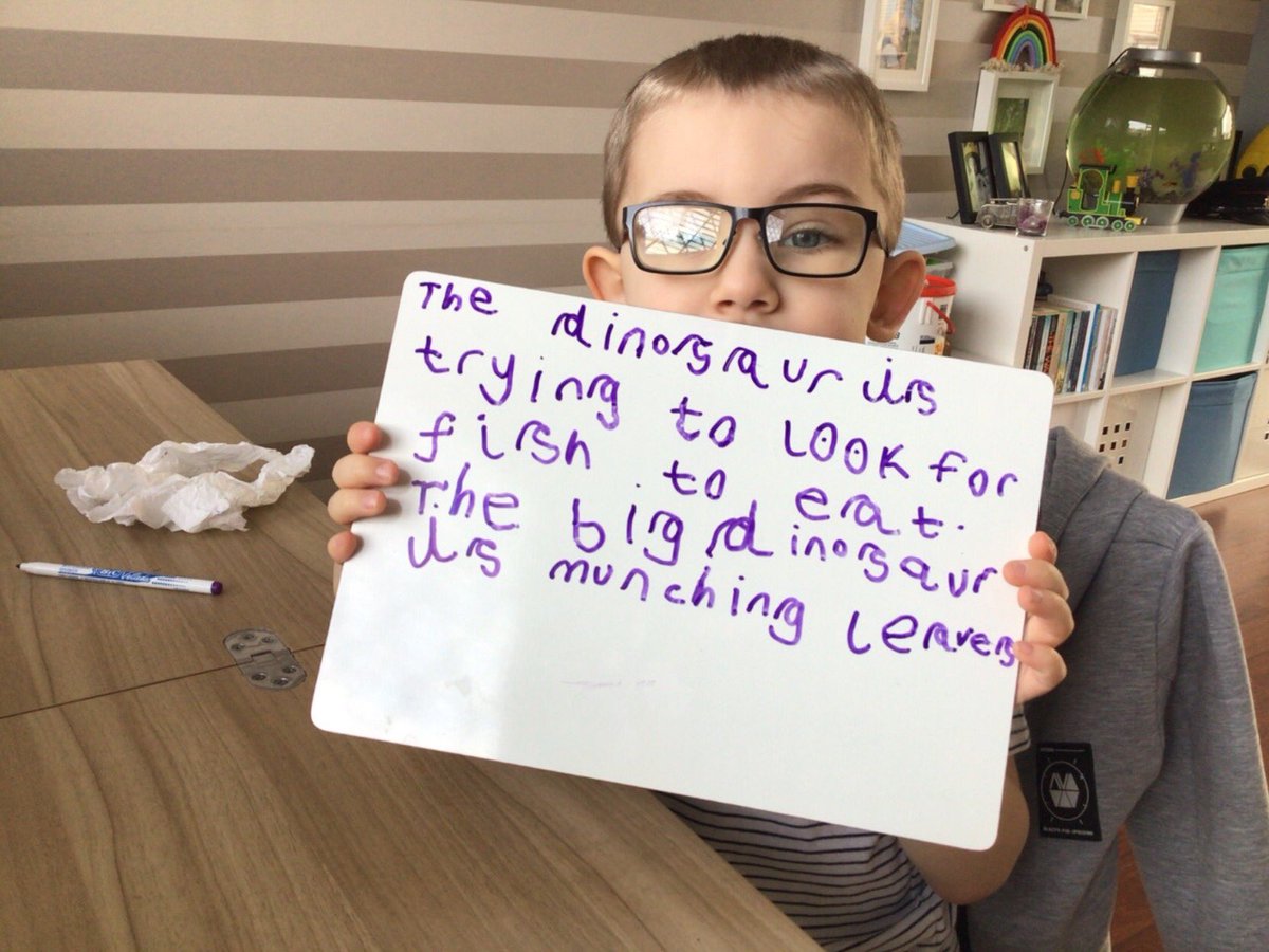 Robins_HMCS's tweet photo. Another morning of amazing writing from our Reception Robins 🎉 #Phase1RemoteLearning #Dinosaurs #LearningAtHome #Wrens #Robins #Blackbirds @MrsHughes_HMCS @HMC_School @wcc_schools @EYTagteam https://t.co/KqtQ8QVBEE