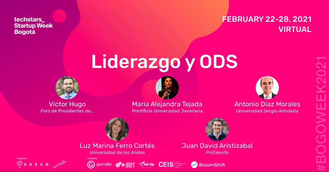 Victor_Malagon's tweet photo. La cita es hoy a las 11:00 am en #BOGOWEEK vamos a estar hablando de #Liderazgo y #ODS con María Tejada, Luz Marina Ferro, Antonio Díaz y @JuanDavidAristi https://t.co/jcrUlEsosI @Foropresidentes @BOGOWEEK https://t.co/lqykiBTNvT
