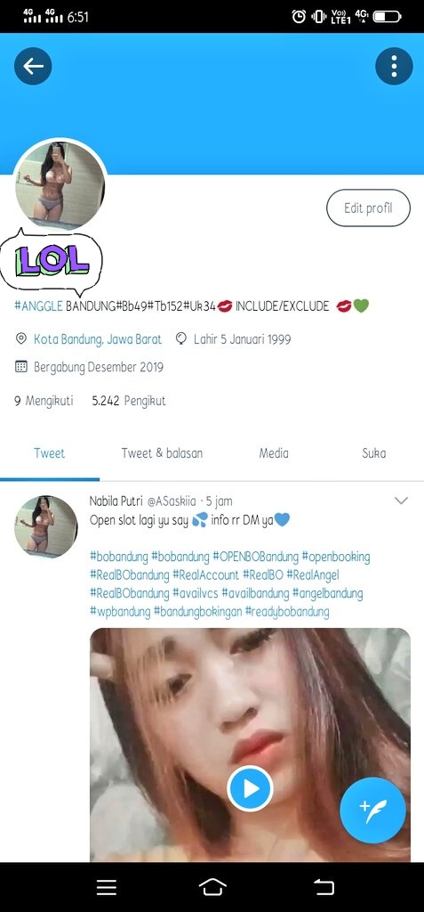 ASaskiia's tweet photo. Jual akun bisa ga #
#OPENBOBandung 
#bobandungcod 
#bayarditempat
#availbobandung https://t.co/CJGcWgyJxY