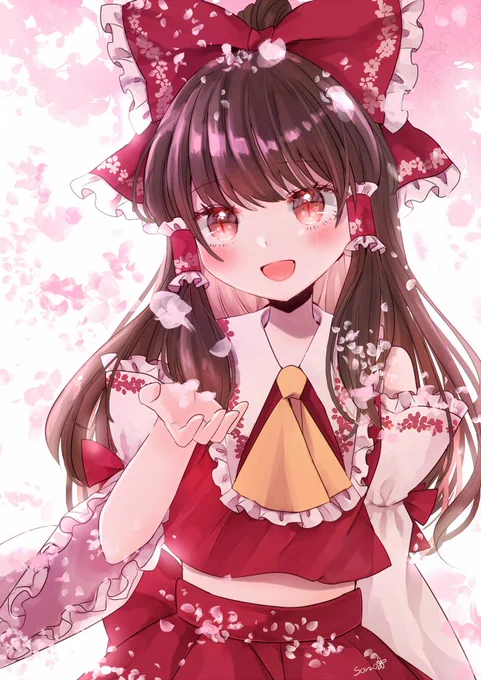 桜と霊夢 