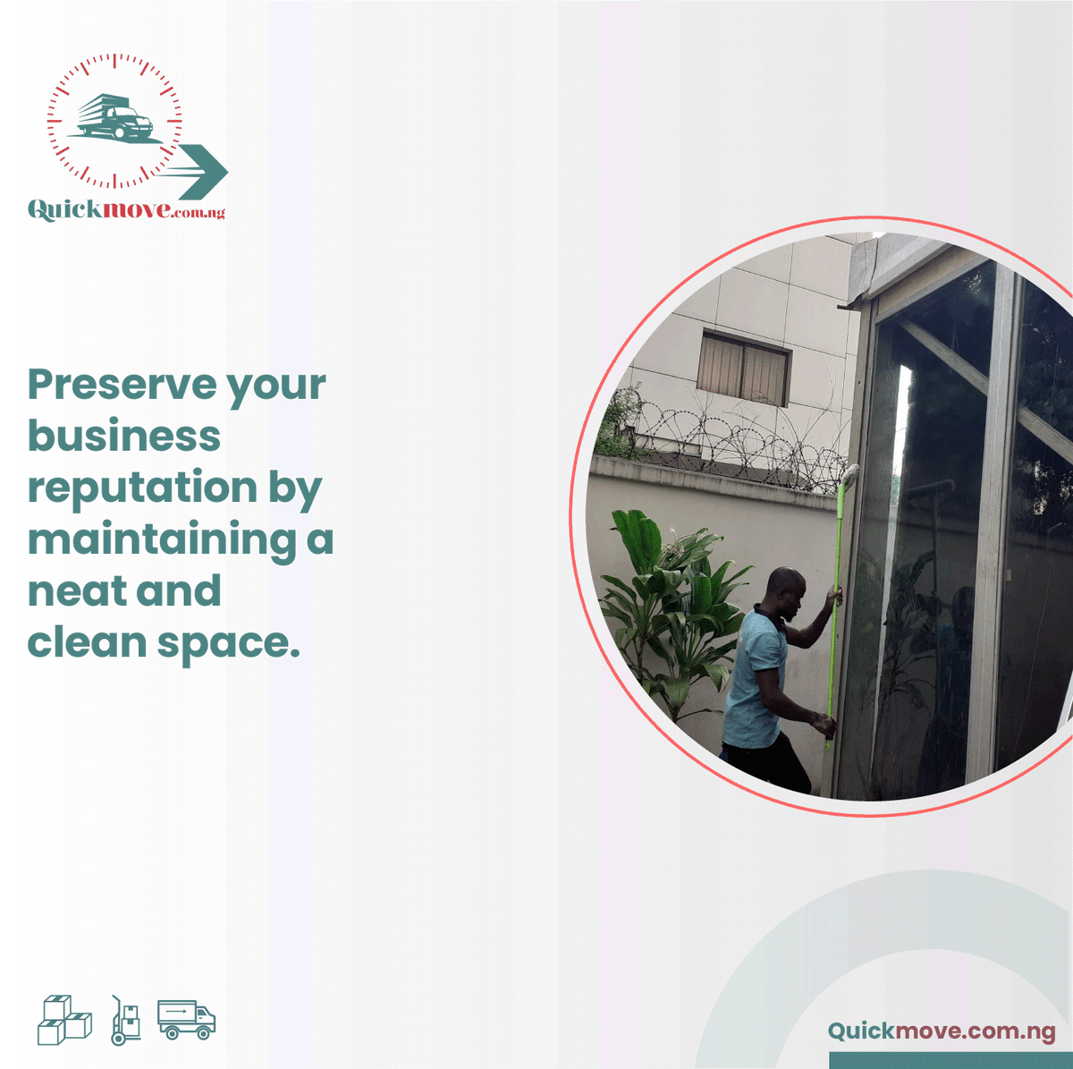 quickmoveng's tweet photo. Impress your clients with your office space. Our hygiene officers are ready to clean your office space. Send us a message today.

#movers #moving #movingday #packing #professionalmovers #relocation #movingout #localmovers #movingtips #movingcompanies #storage #Cleaning https://t.co/ZUrcjeKwmT