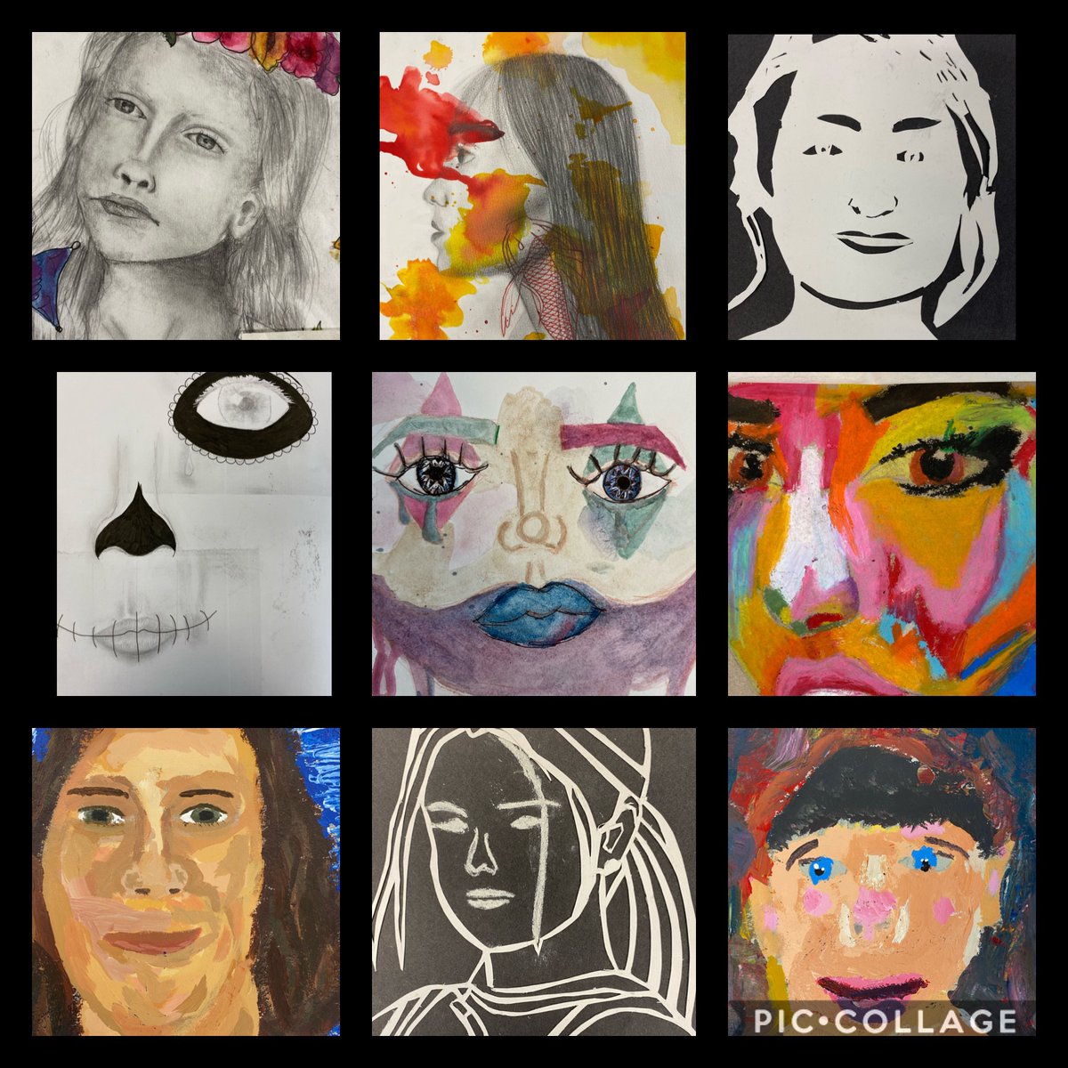 Some fantastic portraiture work created by our wonderful Year 10 artists <a href="/PlantbrkSchool/">Plantsbrook School</a> . Inspired by a range of artists. Well done Year 10!