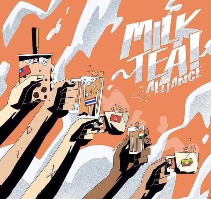 Dear ASEAN friends,
We, Myanmar people, notice that you guys are standing together with us and speaking out for us for our democracy.We deeply appreciate it and let us join into the #MilkTeaAlliance for freedom 
WE ALL ARE BROTHERS, WE ALL ARE TOGETHER!
#WhatsHappeningInMyanmar