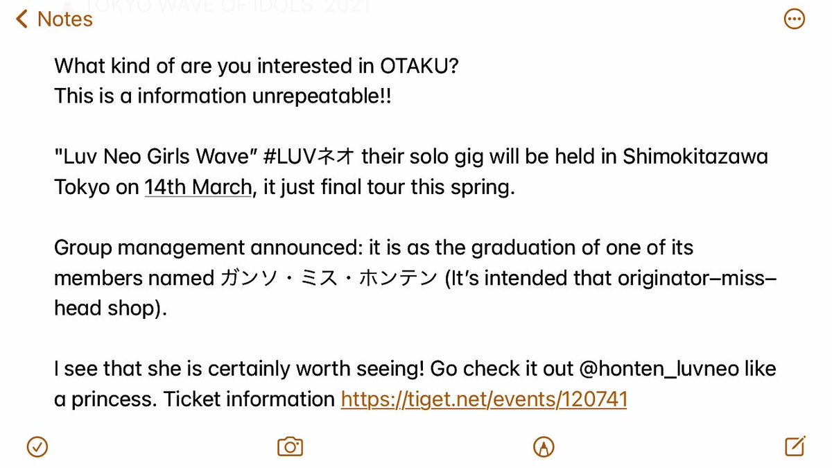 TOLEETAXZ's tweet photo. 🌸 HI LADS! IF YOU ARE IN TOKYO IN MARCH
#TOKYO #TRAVEL #TOURISM #InMARCH #VISITJAPAN #MUSIC_EVENT #DANCE #NEXTDESTINATION #OTAKU #KAWAII #PINK #CHERRYBLOSSOM #LUVネオ #ガンソミスホンテン .@HONTEN_LUVNEO #IDOL ¥info; https://t.co/5XXgPSmPHB https://t.co/1z4s7KK30w