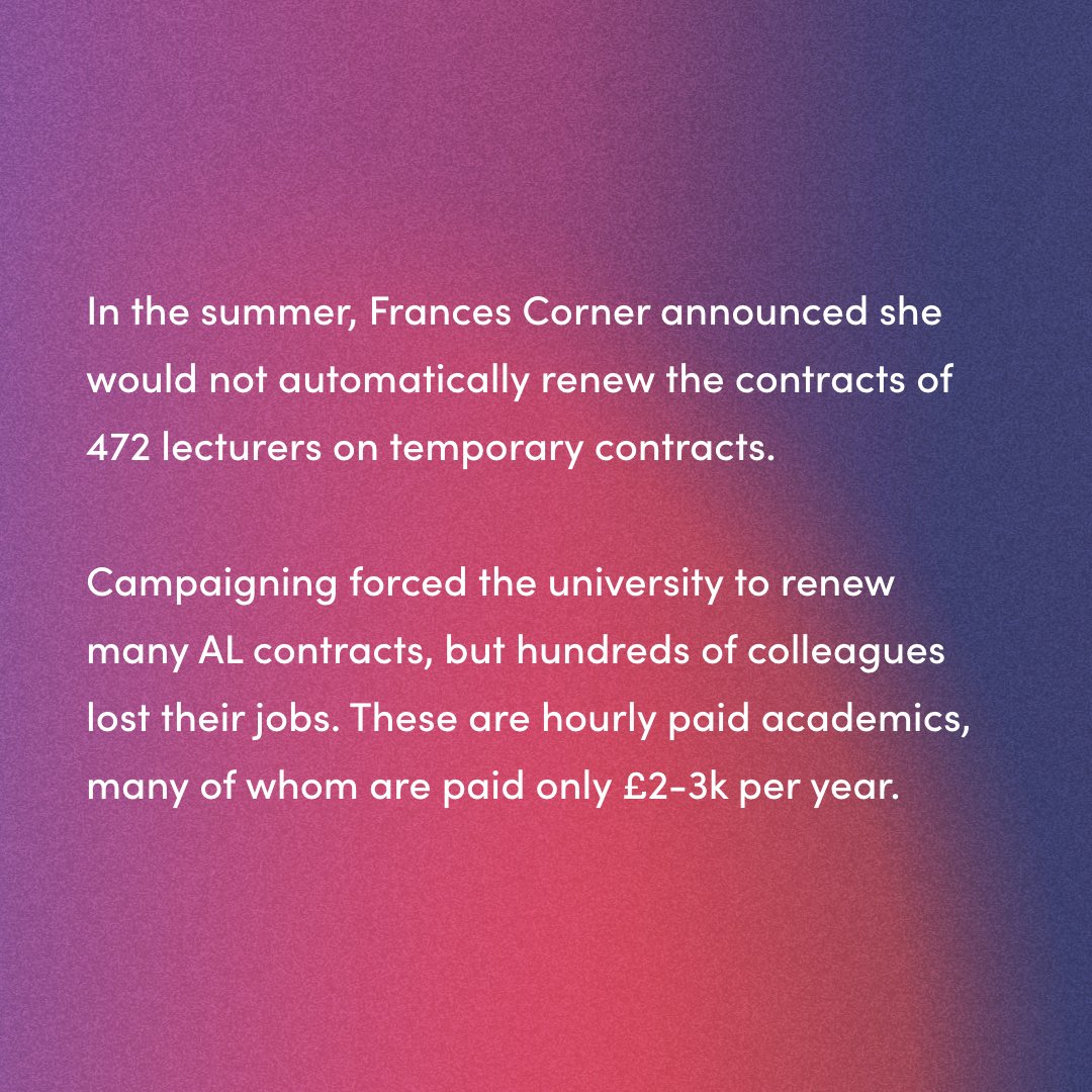 CleanersFor's tweet photo. The lowest-paid academics are most at risk. Associate lecturers (ALs) do ~40% of the teaching at @GoldsmithsUoL, inc majority of seminar teaching, for only 7% of the total pay. These lecturers on temp contracts are most at risk of being sacked. #SaveGoldsmiths (2/5) https://t.co/HlD9z3DSAL