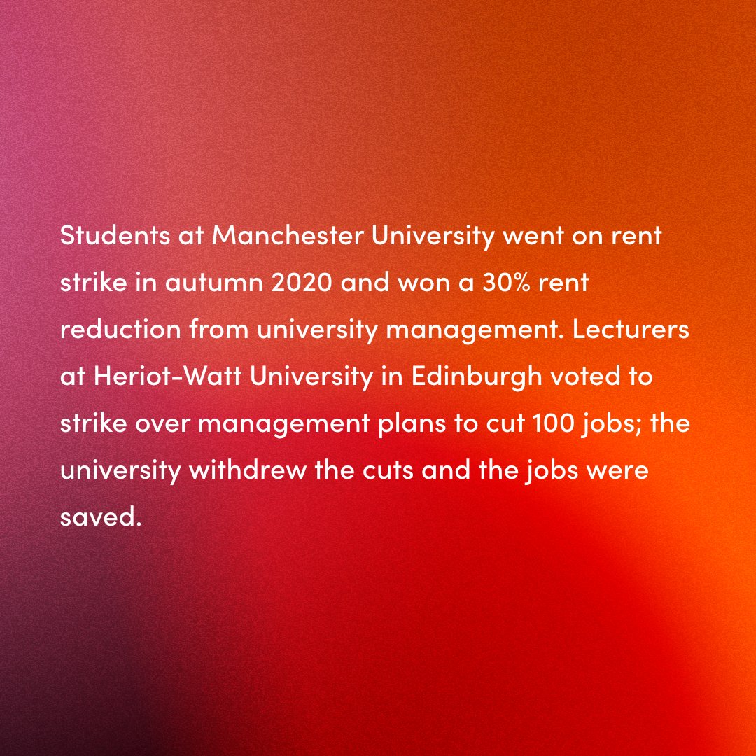 CleanersFor's tweet photo. Students + staff can win with collective action. Students at @rentstrikeUoM won a 30% rent cut, lecturers at @UCU_HWUBranc stopped job cuts. Support the rent strikes! Support the marking boycott! Join the Goldsmiths virtual picket, 1-5 March: https://t.co/xnibUQQeV5 (5/5) https://t.co/rA7kpOAg2M