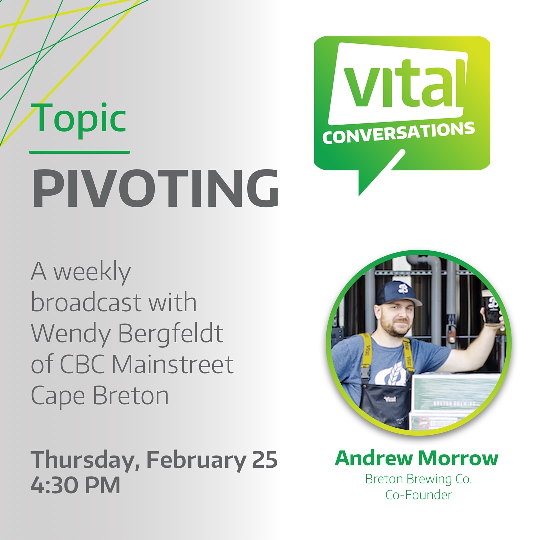 Today is the final interview in our #VitalConversations series on Pivoting. ☺️

Tune in to @Mainstreet_CB today at 4:30PM - host Wendy Bergfeldt will be chatting with Andrew Morrow, co-founder of @bretonbrewing! 🍻