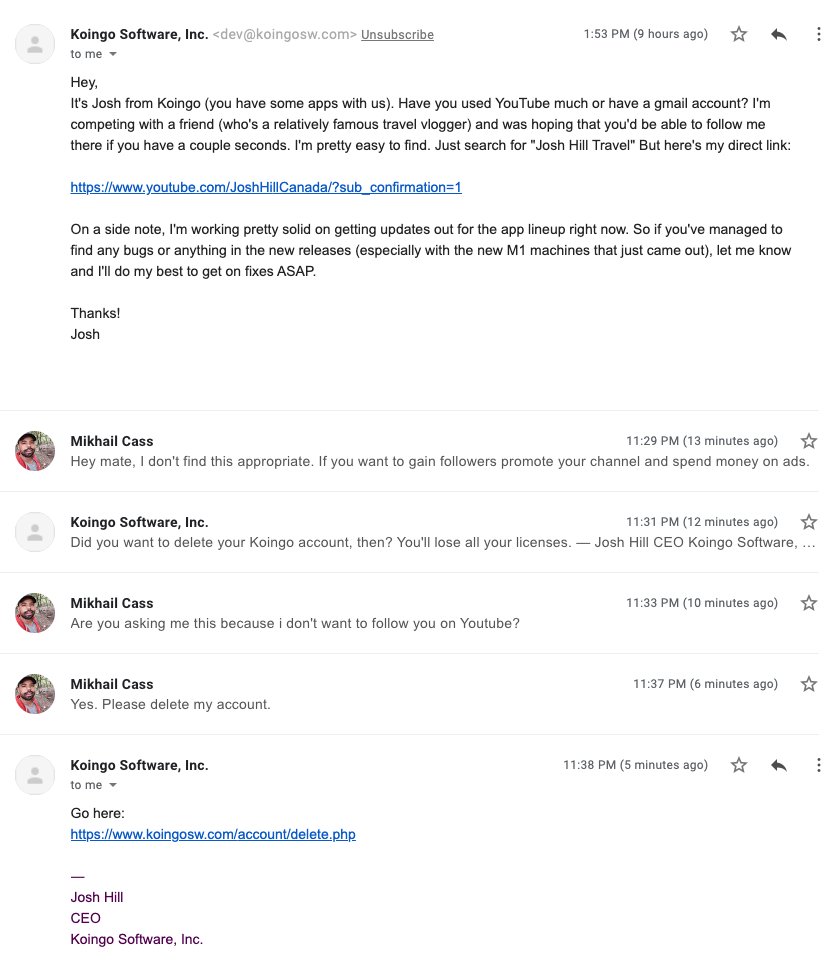 Miikhail's tweet photo. @MarcWigan @adventure He's too busy sending spam emails to people to run a travel vlog during a pandemic. https://t.co/keTcKEan5L