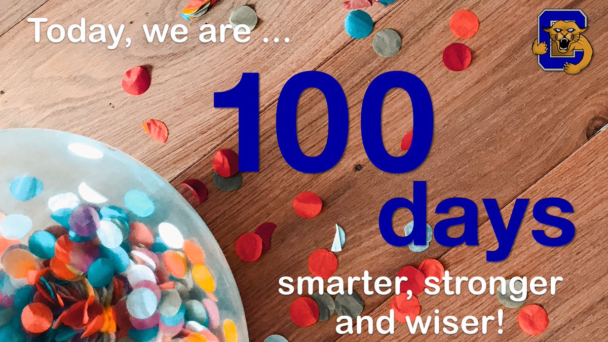 CASCougars's tweet photo. Happy 100th Day of School!!! Our students are 100 days smarter, stronger, and wiser! We continue to be proud of their resilience, effort, and perseverance. #cascougarpride https://t.co/WD6xbGM3Yw