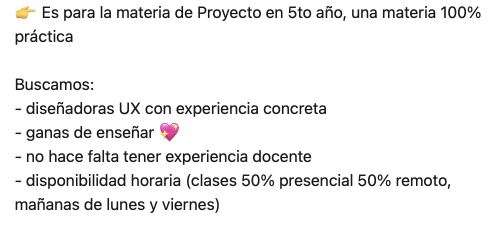 👉 Seguimos buscando diseñadora UX SsR o Sr para sumarse al equipo docente de ORT Argentina 🎉
DMs abiertos