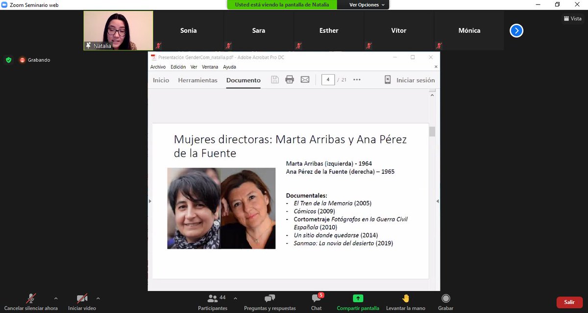 Hollow_hills's tweet photo. En estos momentos, Natalia Martínez y servidora estamos presentando "Las generaciones del exilio: Memoria y representación de las mujeres españolas en Alemania", dentro de @CinemahMov en @CGendercom #Tecmerin https://t.co/pqoF0ti97H
