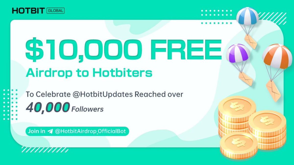 🎁 🎁Great news <a href="/Hotbit/">HotBit</a> for #Hotbit users. 
  🎈Reached over 40,000 Followers, $10,000 FREE #HotbitAirdrop to Hotbiters!

 🌹🌹🌹Join via Hotbit airdrop bot: t.me/HotbitAirdrop_…
 ❤️Don't Miss the opportunity.