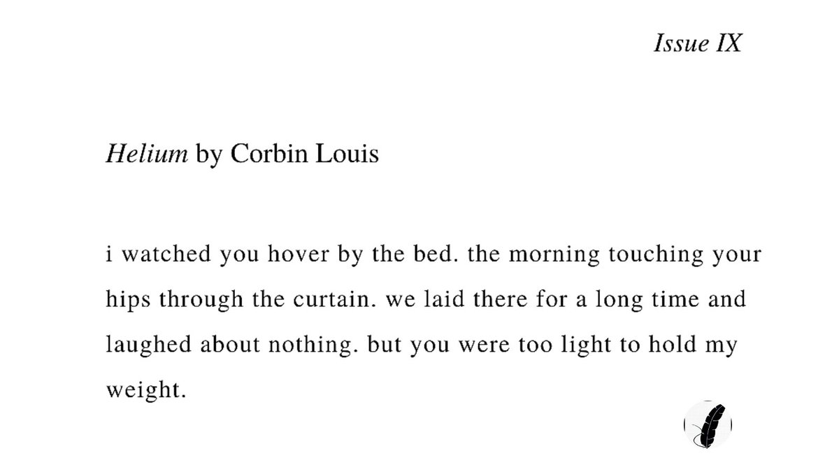 InkletteMag's tweet photo. Feeling nostalgic? Missing someone? Check out a poem by our wonderful poet Corbie Louis where he gets personal about the "Helium" person in his own life! Here's a sneak peek of it!

Read the full poem here: https://t.co/fvaRVCgJPv https://t.co/CRZH1MXwoh