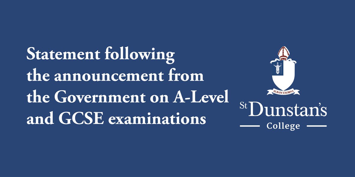 StDunstansColl's tweet photo. A statement from @StDunsHead has been posted on our website following the news on #ALevel and #GCSE 2021 exams. Read here: https://t.co/z2DBbm2T42 

#VirtualSDC https://t.co/JResapEL2M