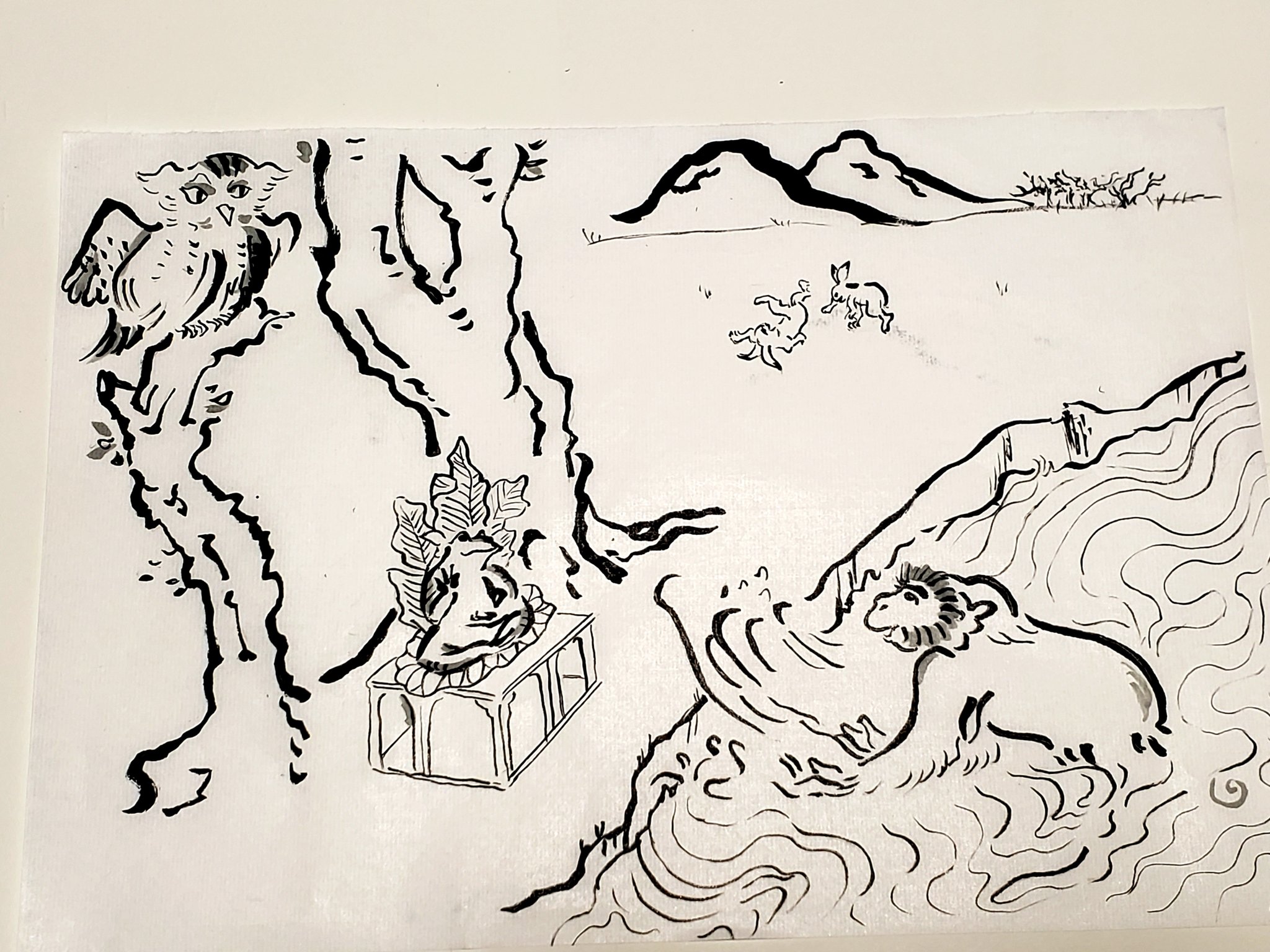 あきのいろえんぴつ 筆ペンイラスト 鳥獣戯画 の 水遊びをするサル をカエル仏さまに水をかけてあげてるサルにしてみた あきのいろえんぴつ 筆ペンイラスト 鳥獣戯画 の 水遊びをするサル をカエル仏さまに水をかけてあげてるサルにしてみた