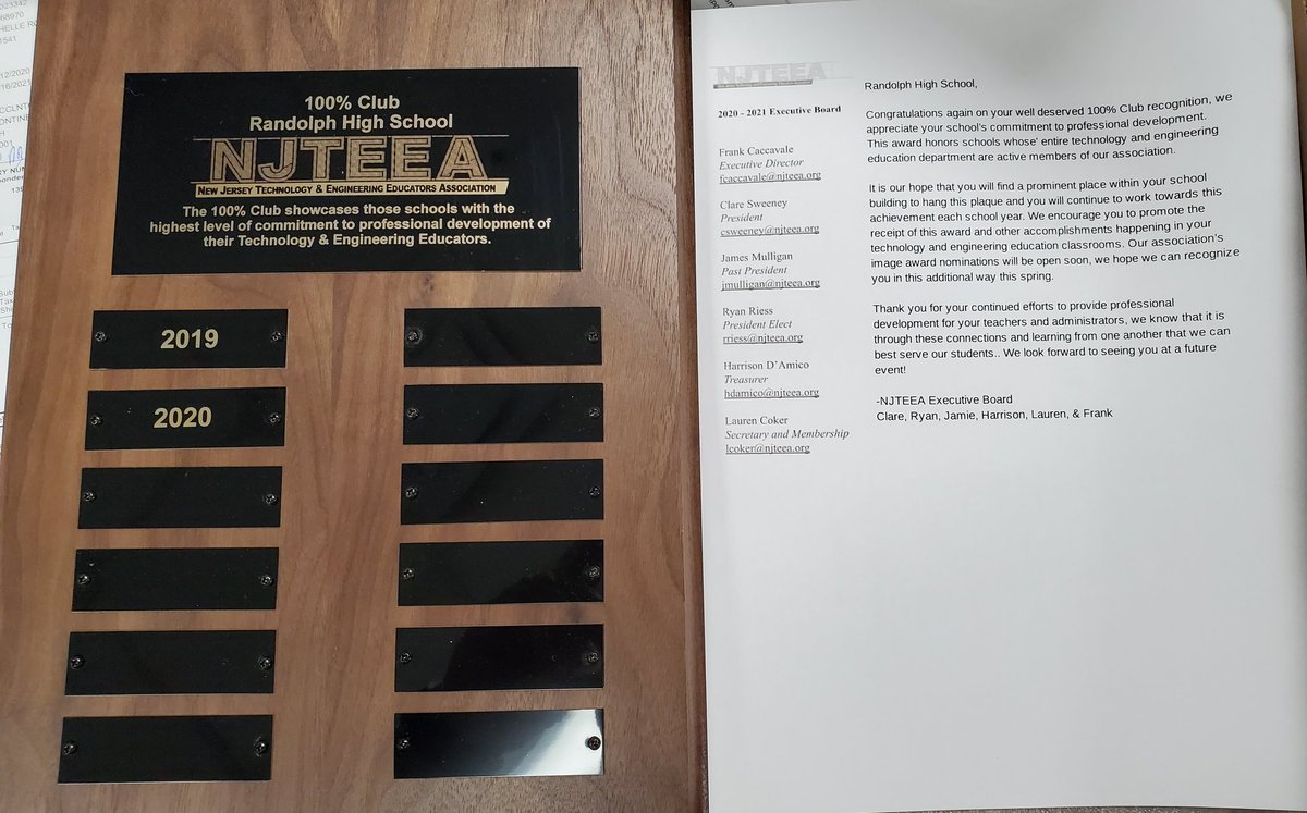 You don't do it for the recognition but I have to say it feels pretty good.
Thank you <a href="/NJTEEA/">NJTEEA</a>
I share this award with:
Sanford Feld
David Thatcher
Duncan Crannell
Robert Redmon
Timothy McElroy
Matthew Horner
Thank you for your efforts.
#RandolphSchools
#STEM #SUPERvisor