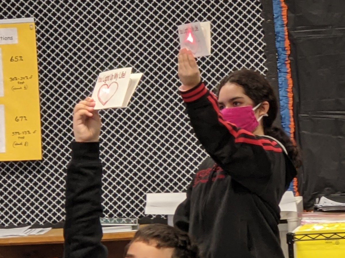 #ChathamDigitalLearning At Silk Hope, Ms. Matthews' science students learn about the flow of electricity by bringing digitally-designed circuits to life with batteries, conductive copper tape, and LED lights. (Thanks, SHS PTA!)