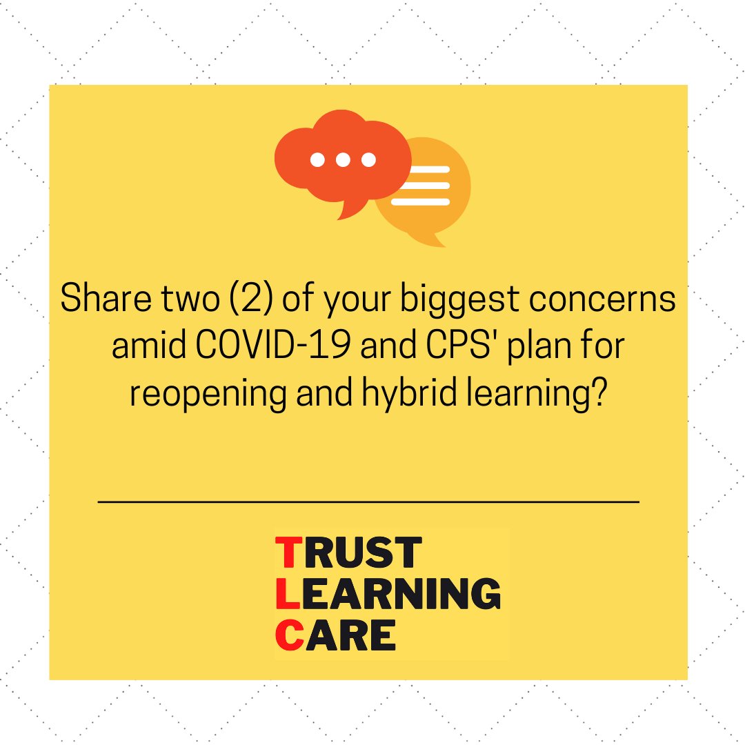 ILRaiseYourHand's tweet photo. Q4: Share two (2) of your biggest concerns amid COVID-19 and CPS' plan for reopening and hybrid learning? #TLCMakesSense #WeAreCPS #TLCchat
https://t.co/t0kPgIXJg4 https://t.co/5pf8fe4wFa
