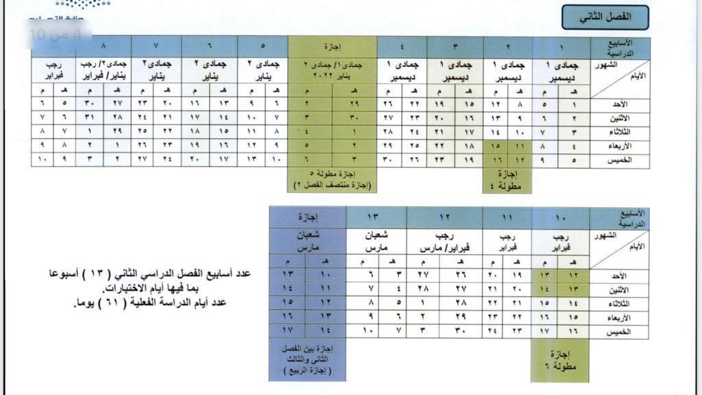 السنة الدراسية ١٤٤٣ تقويم التقويم الدراسي