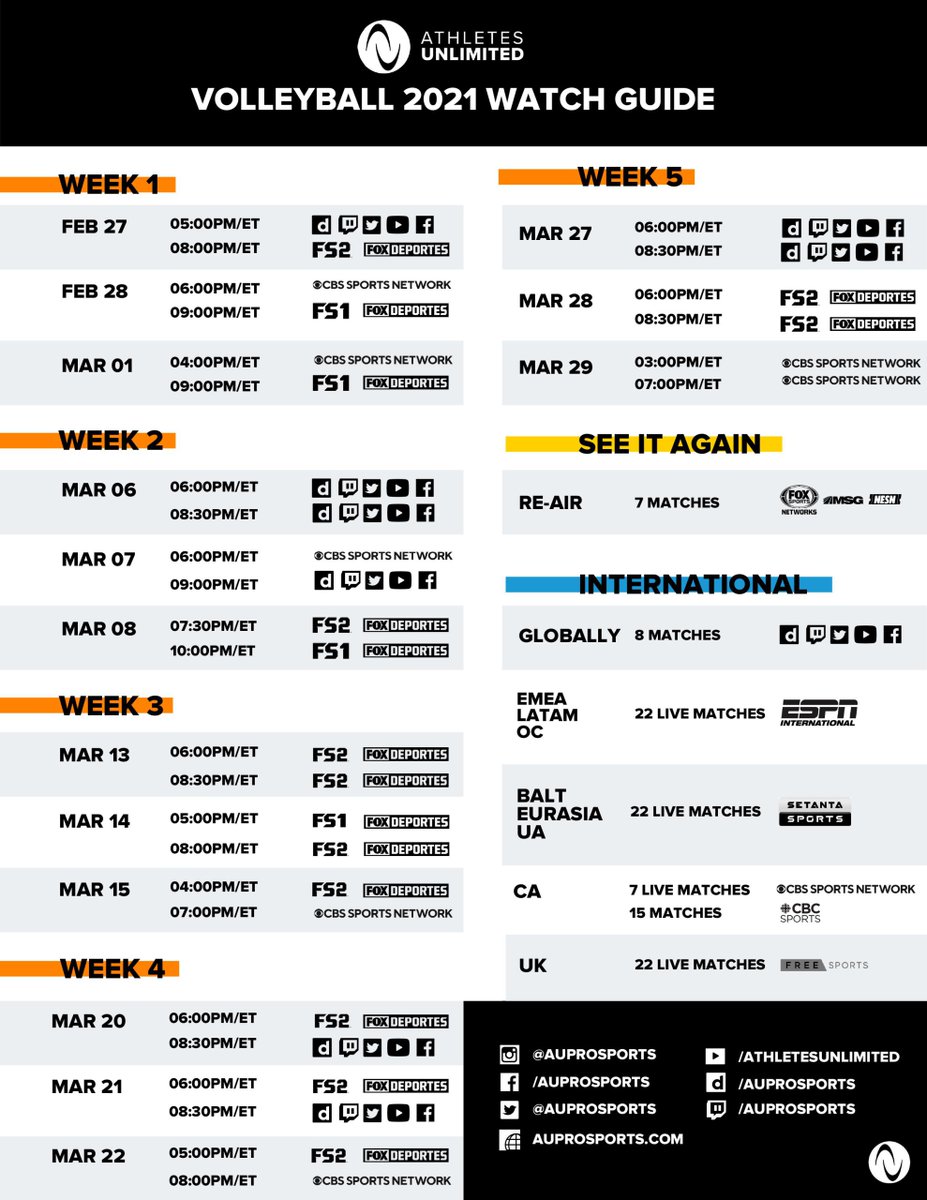 Our season schedule for <a href="/auprovolleyball/">AU Pro Volleyball</a> is up!!! Check it out! Hope you can tune in!