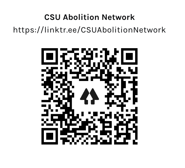 CsuOff's tweet photo. Knowledge is power, and budgets are moral documents. Download the CSU Abolition Network’s document that compiles the hiring and salary data for CSU police job calls from July 2020 to February 2021 by scanning the QR code and going to our Linktree #CopsOffCampus #CareNotCops https://t.co/UkZYfT51F9