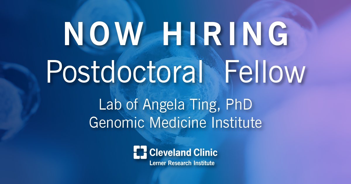 Cleveland Clinic Lerner Research Institute (@cclri) on Twitter photo Postdoc opportunity in the <a href="/Angela_Ting_PhD/">Angela_Ting</a> lab! The lab’s research focuses on understanding the functional impact of abnormal #DNAmethylation in #cancer. Interested? Apply today: tinyurl.com/1rfvj7tc #postdocjobs #sciencejobs #genomics #phdcareers Postdoc opportunity in the <a href="/Angela_Ting_PhD/">Angela_Ting</a> lab! The lab’s research focuses on understanding the functional impact of abnormal #DNAmethylation in #cancer. Interested? Apply today: tinyurl.com/1rfvj7tc #postdocjobs #sciencejobs #genomics #phdcareers
